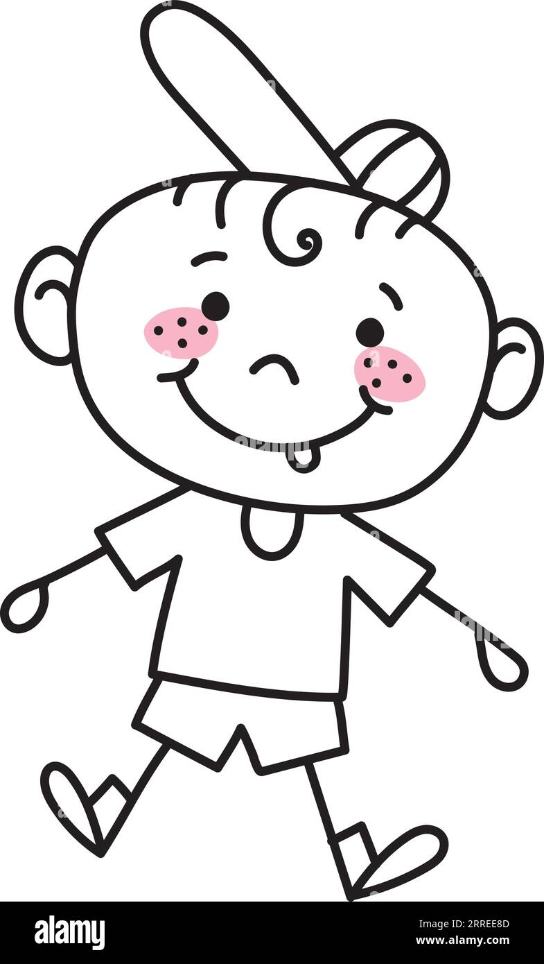 cute little boy with cap doodle icon Stock Vector Image & Art - Alamy
