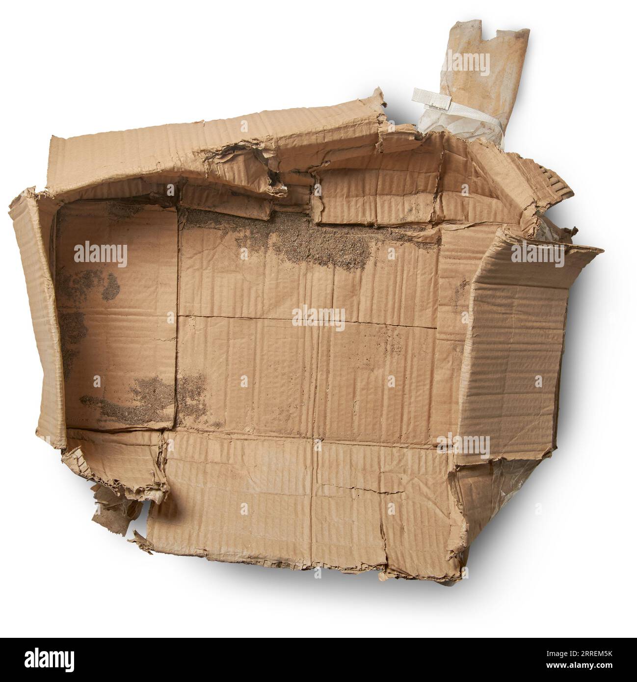 top view of waste corrugated cardboard used in packaging isolated on
