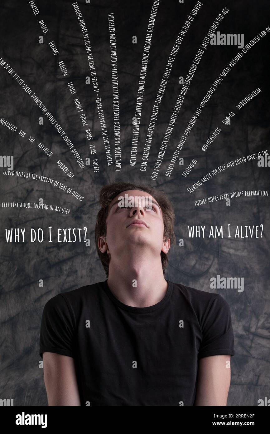 Standing against grunge, a man considers life, its meaning, and the