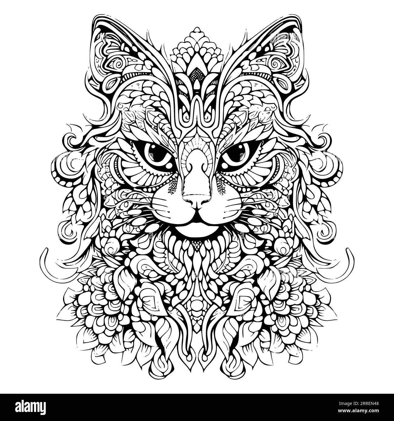 Beautiful Cat Coloring Pages for Kids Stock Vector