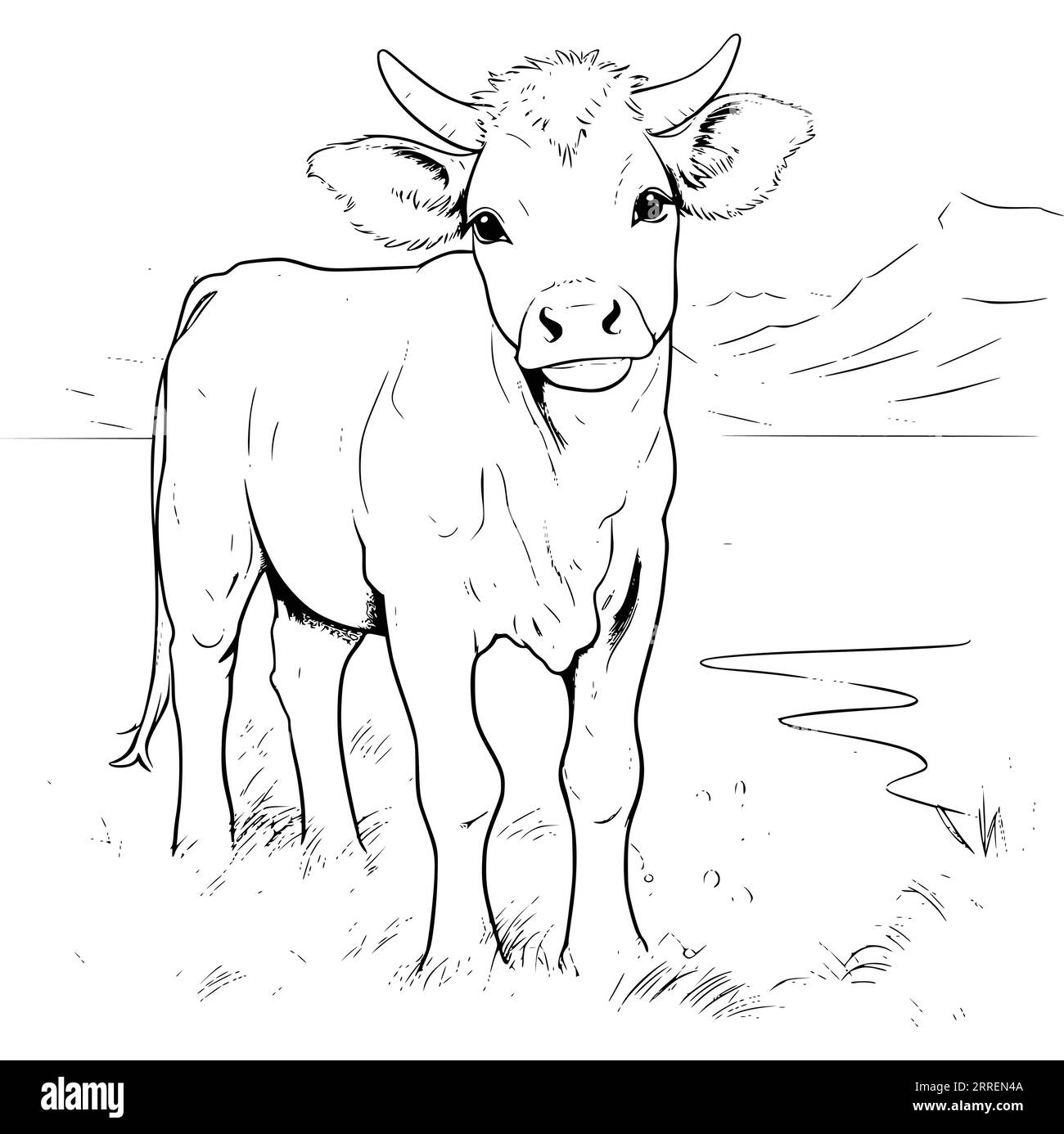 Cattle coloring pages for kids Stock Vector