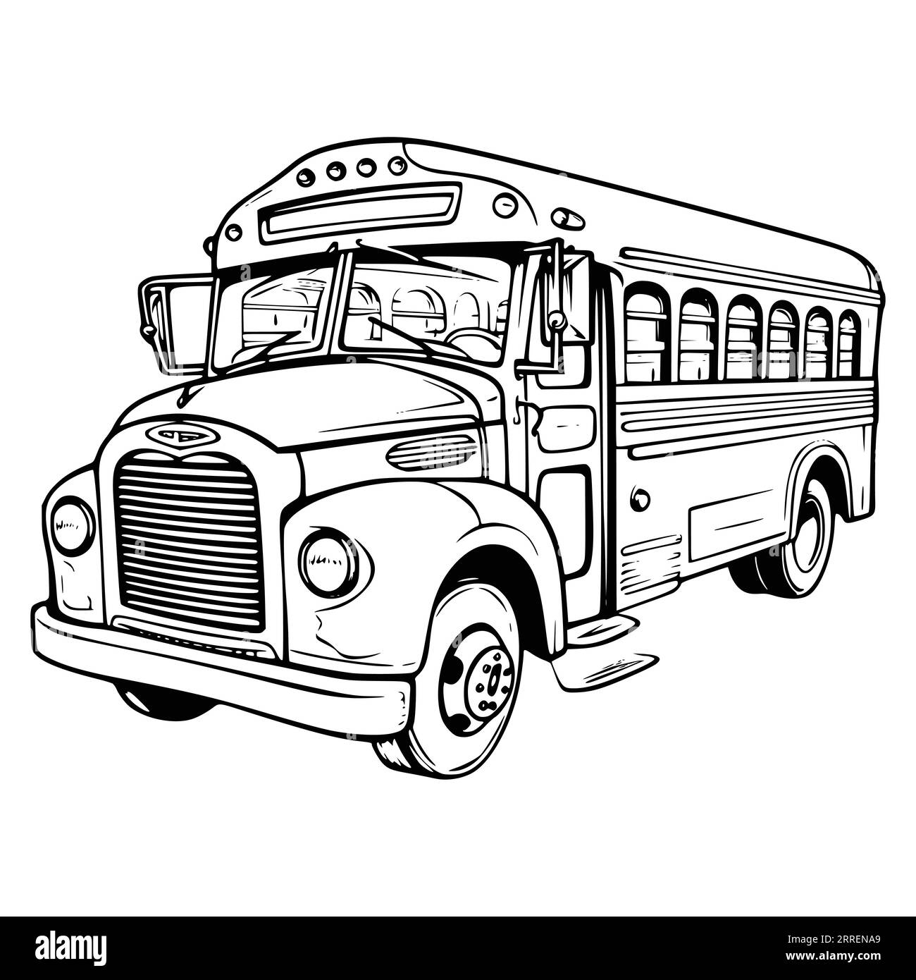 School Bus Coloring Page for Kids Stock Vector