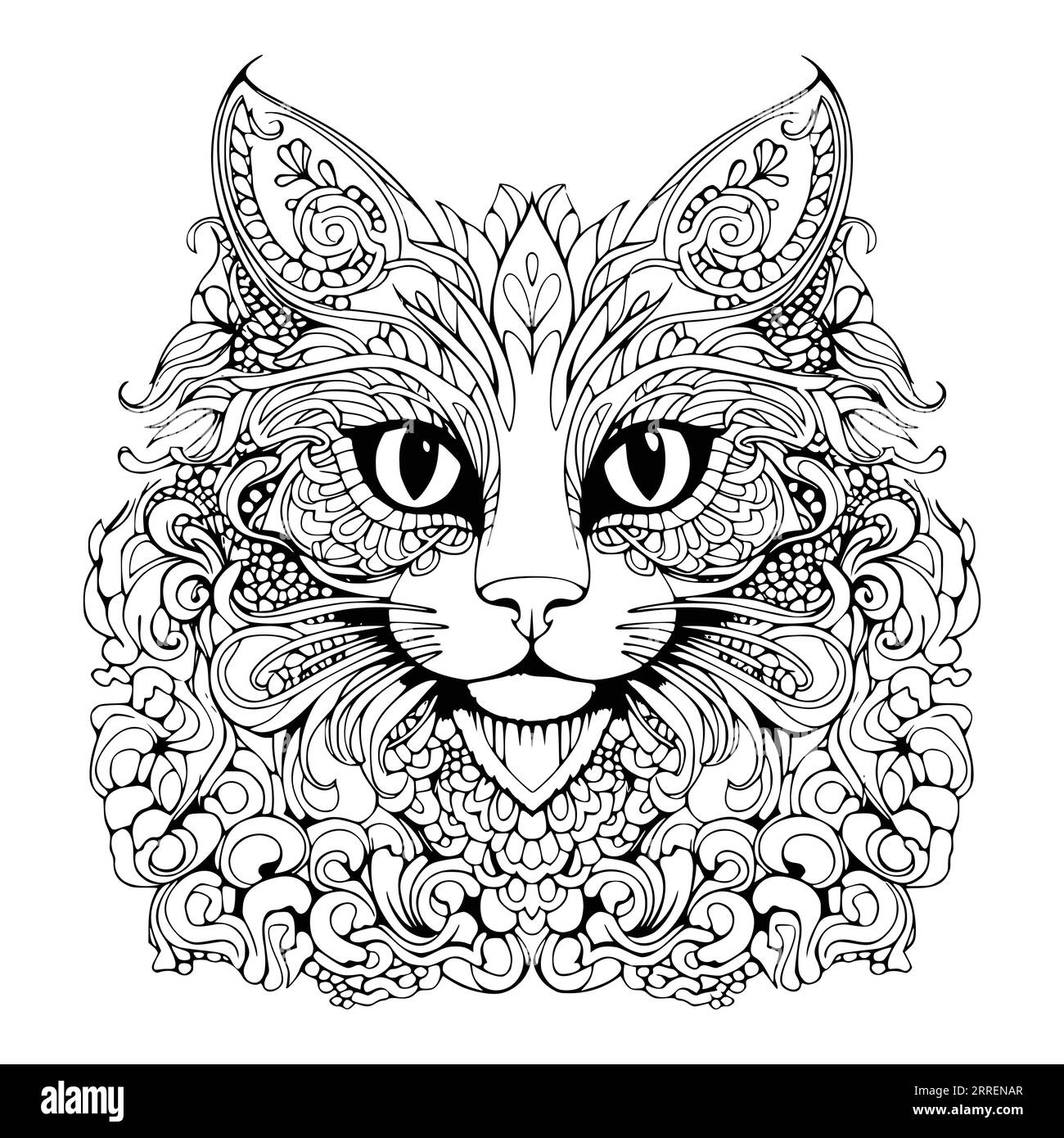 Beautiful Cat Coloring Pages for Kids Stock Vector