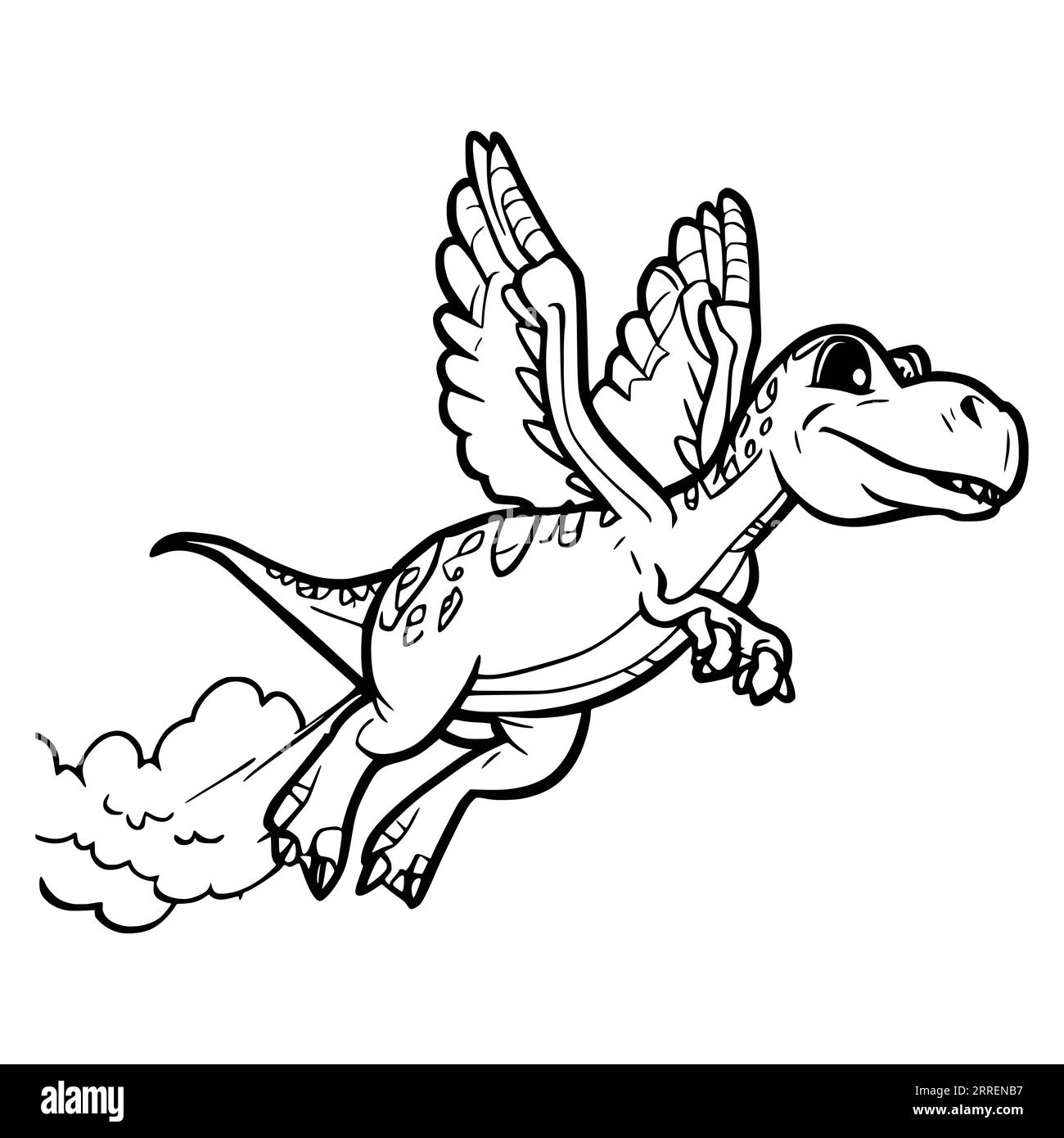 Dinosaur Flying Coloring Pages For Kids Stock Vector