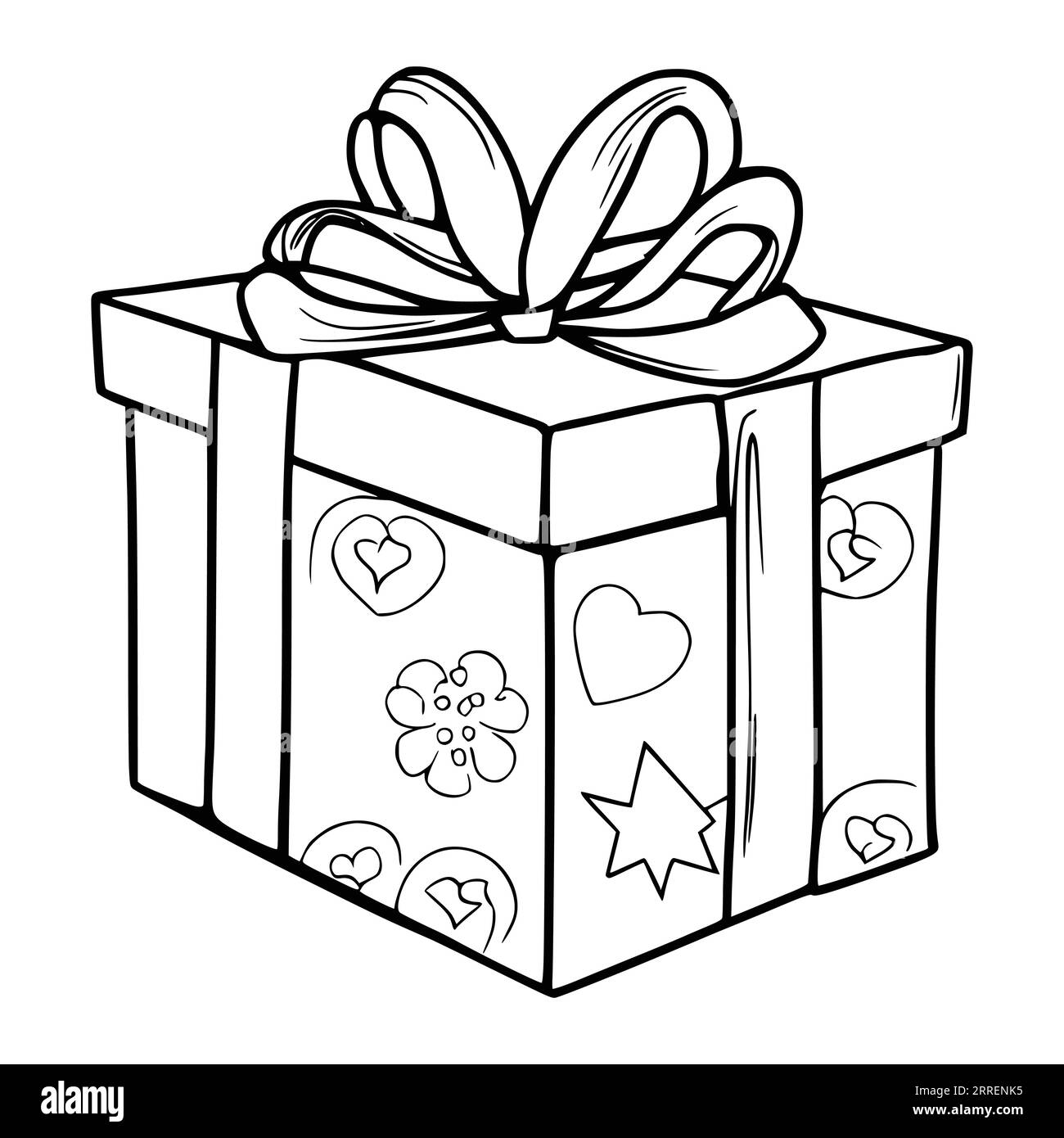 Gift Box Coloring Pages For Kids Stock Vector
