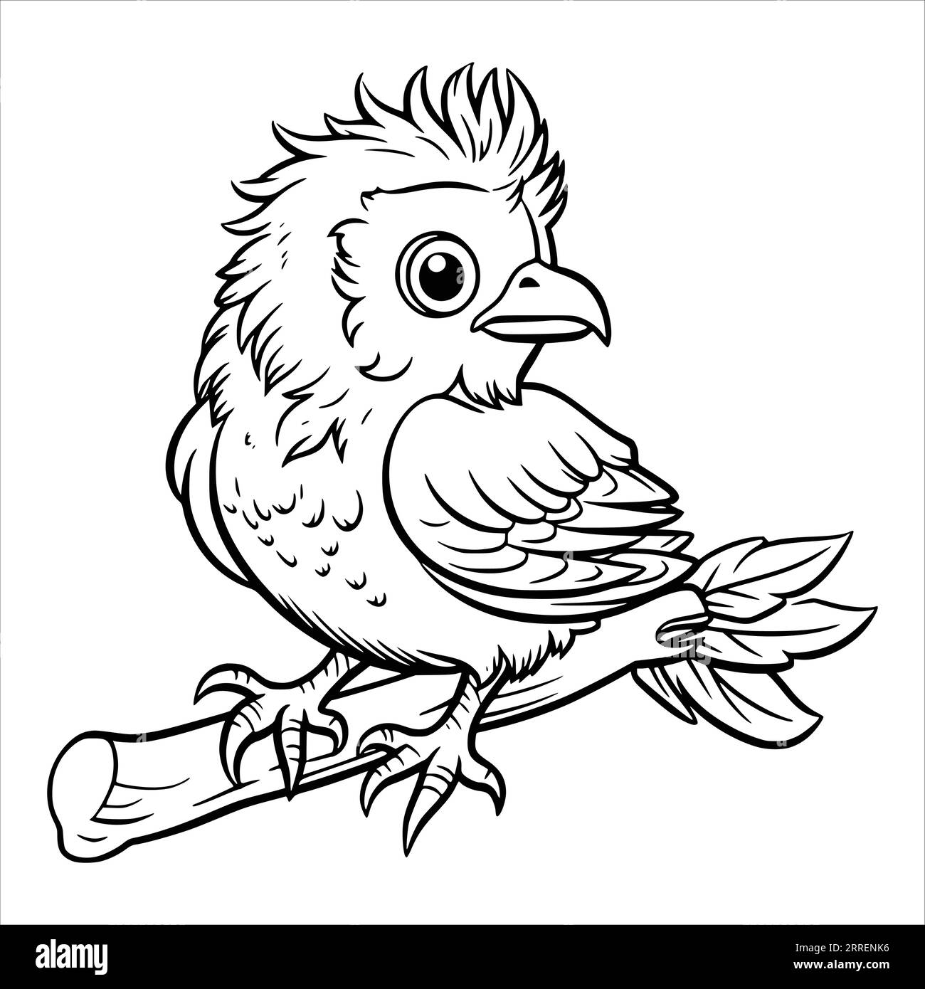 Funny Little Bird Coloring Page for Kids Stock Vector