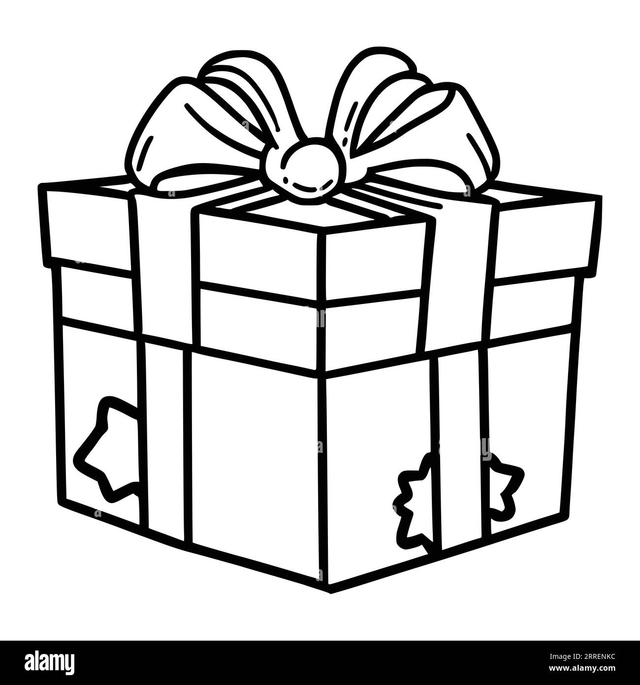 Gift Box Coloring Pages For Kids Stock Vector Image & Art - Alamy