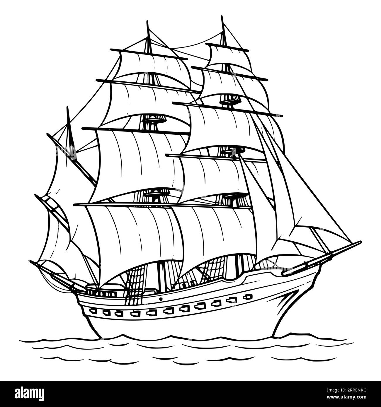 Sailboat Coloring Page for Kids Stock Vector