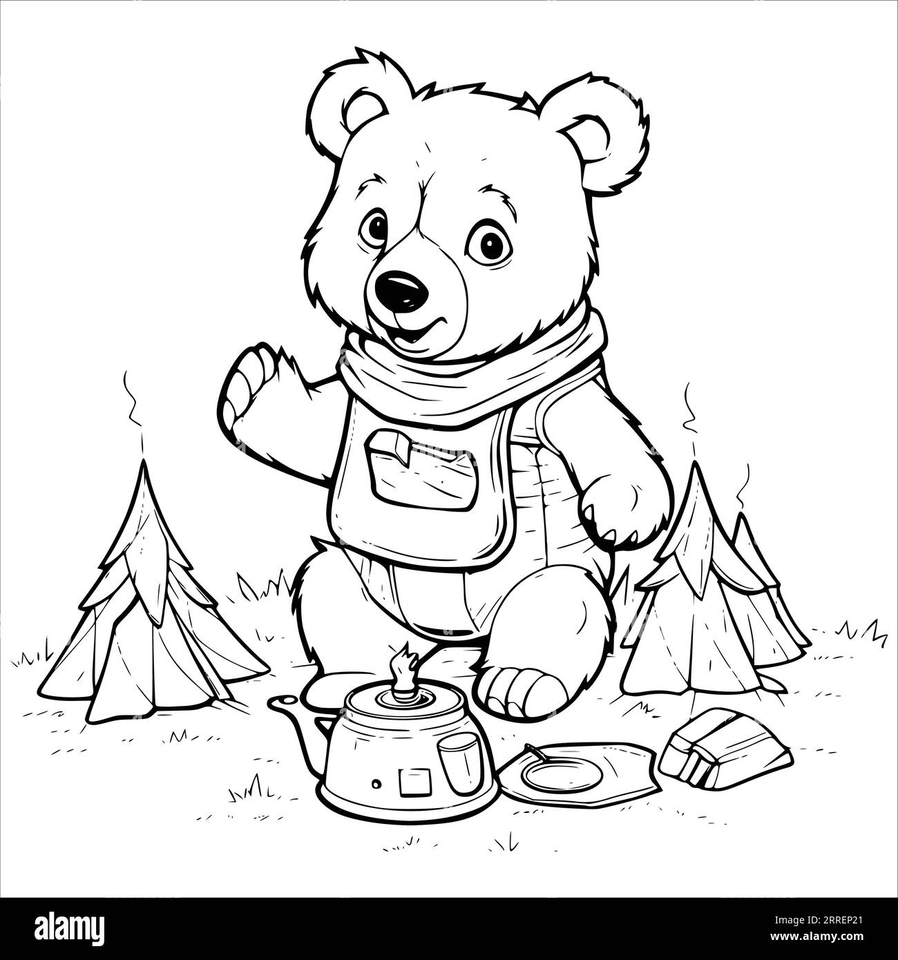 Funny Bear With Camping Stock Vector