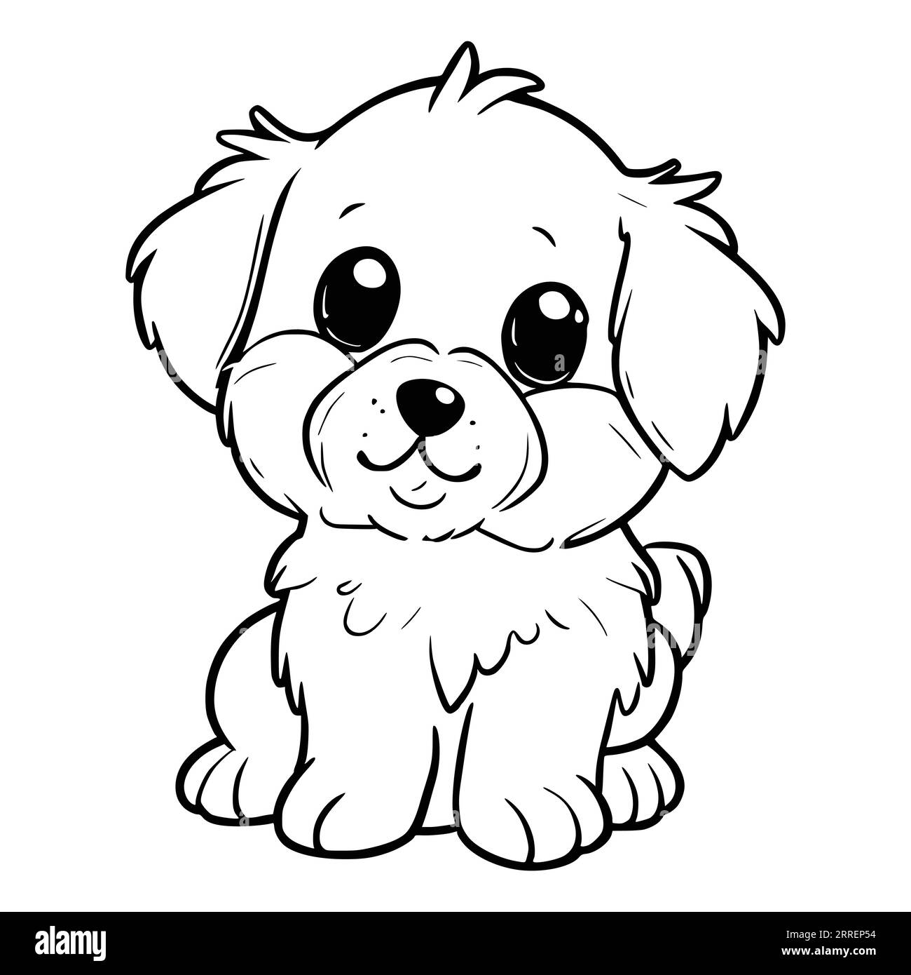 Cute Puppy Coloring Pages for Kids and Toddlers Stock Vector