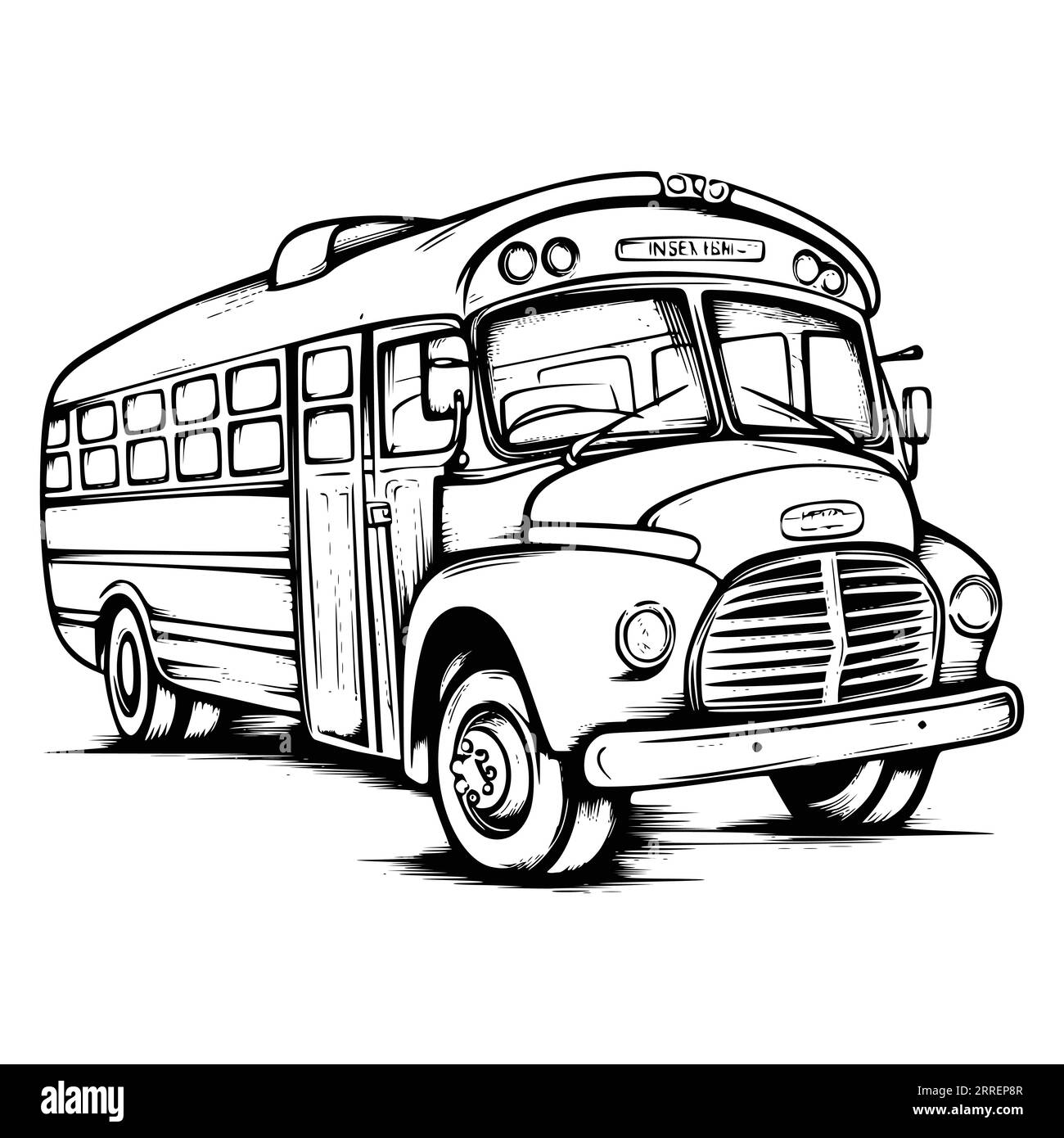 School Bus Coloring Page for Kids Stock Vector