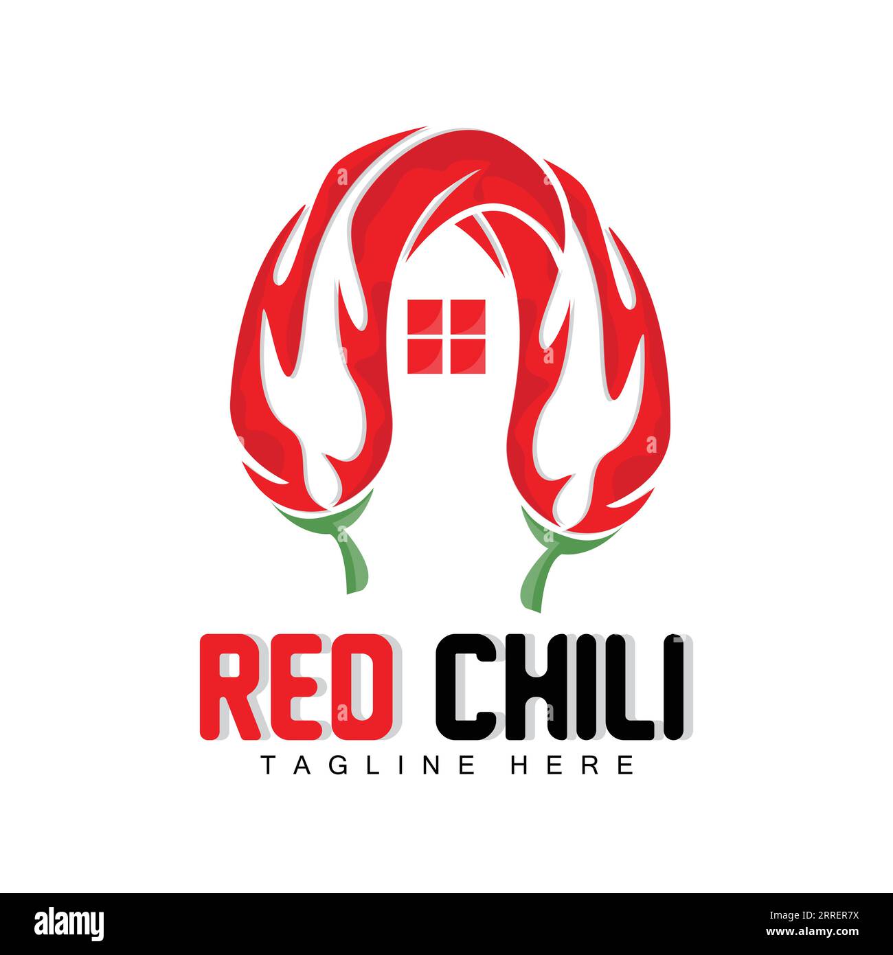 Red Chili Logo, Hot Chili Peppers Vector, Chili Garden House Illustration, Company Product Brand Illustration Stock Vector