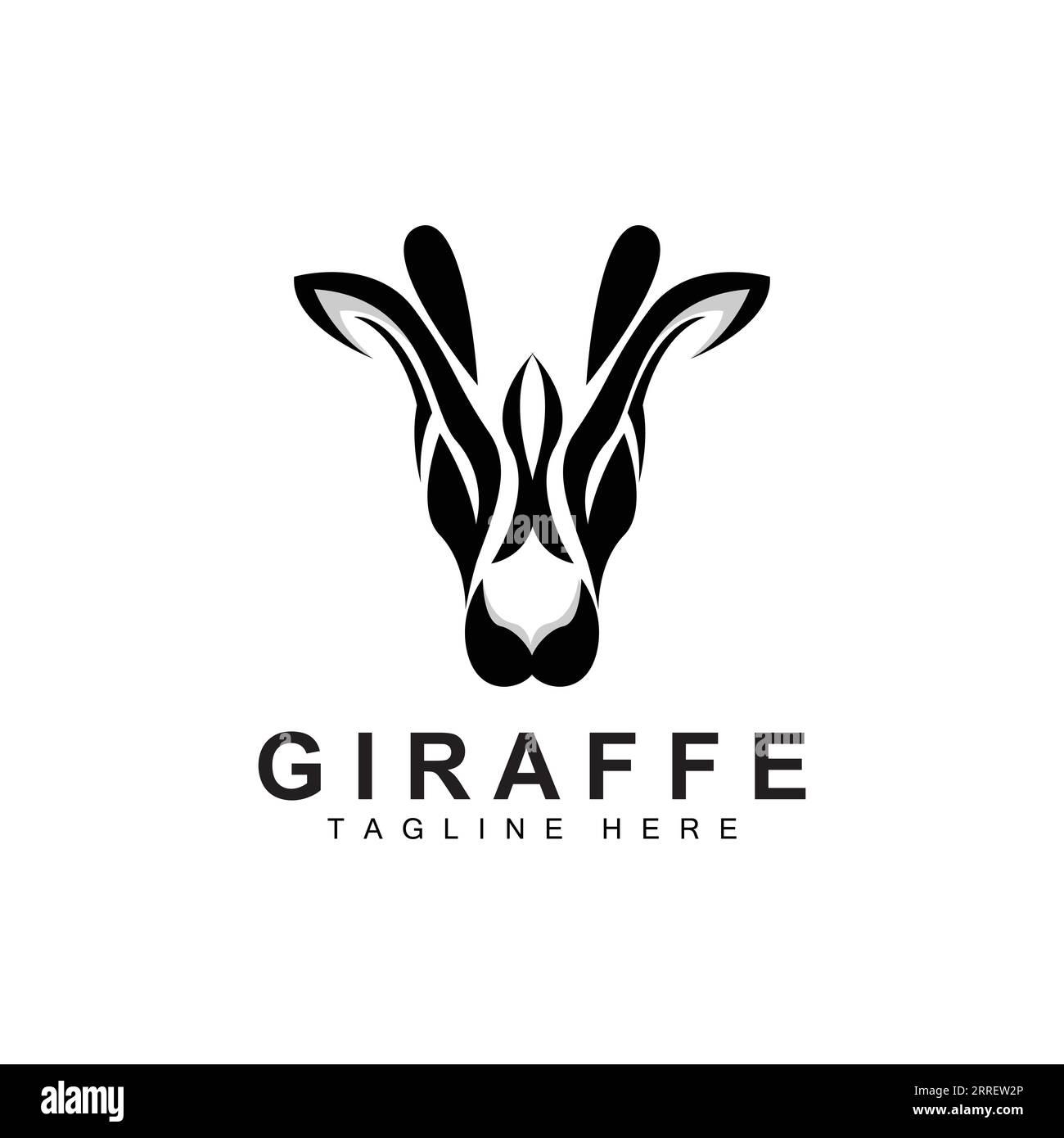 Giraffe Logo Design, Giraffe Head Vector Silhouette, High Neck Animal, Zoo, Tattoo Illustration, Product Brand Stock Vector