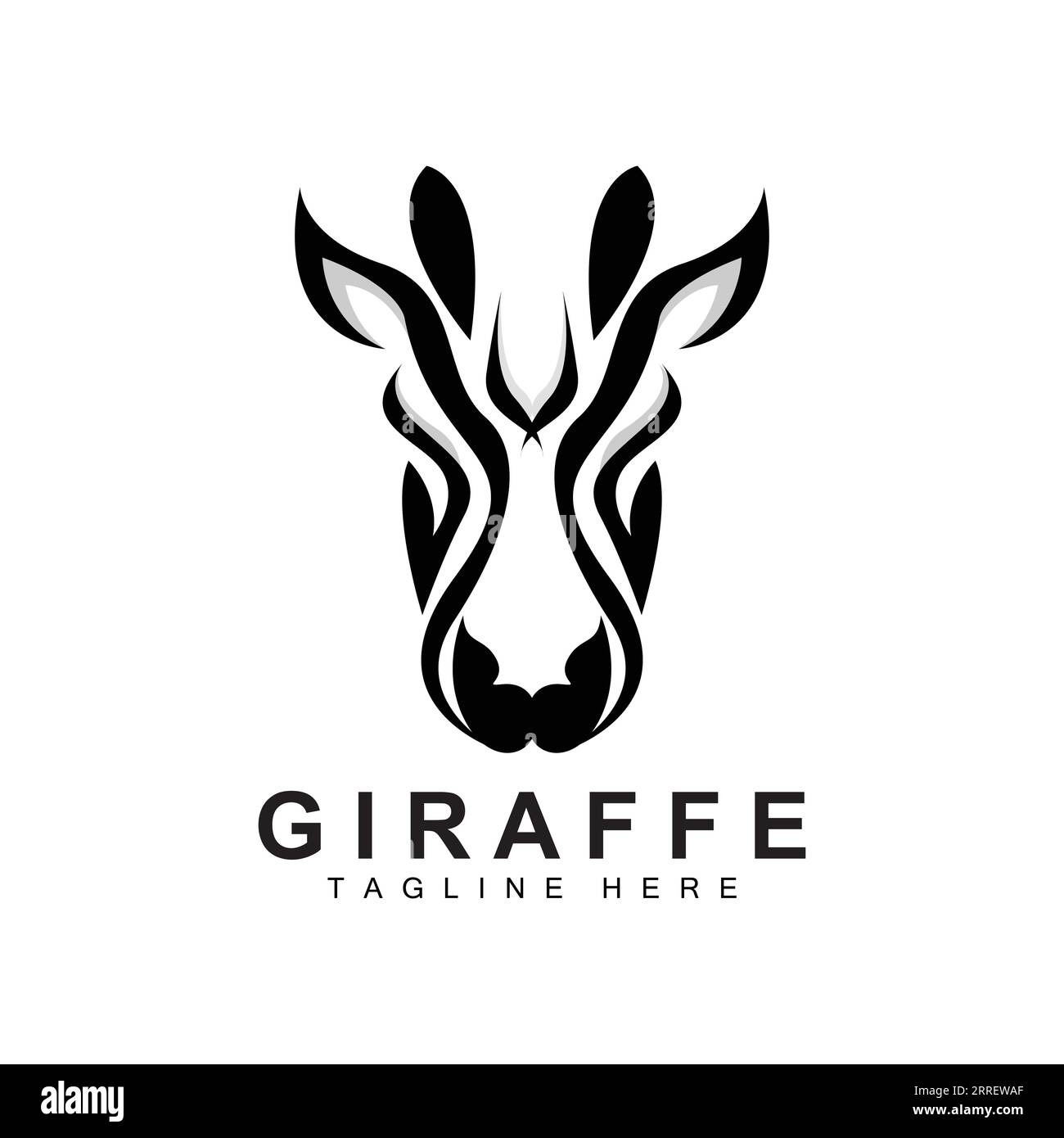 Giraffe Logo Design, Giraffe Head Vector Silhouette, High Neck Animal, Zoo, Tattoo Illustration, Product Brand Stock Vector