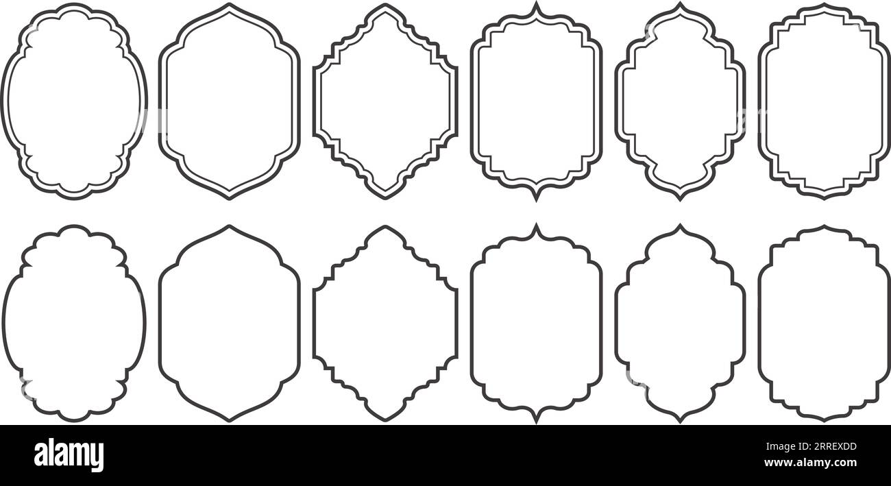 Ramadan window and door frames. Islamic arches with ornament. Oriental