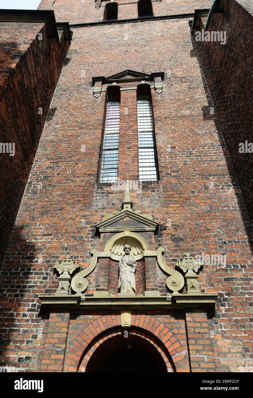 The former Nikolaj Kunsthal ( St. Nicholas Church ) houses the  Nikolaj Contemporary Art Center in Copenhagen, Denmark. Stock Photo