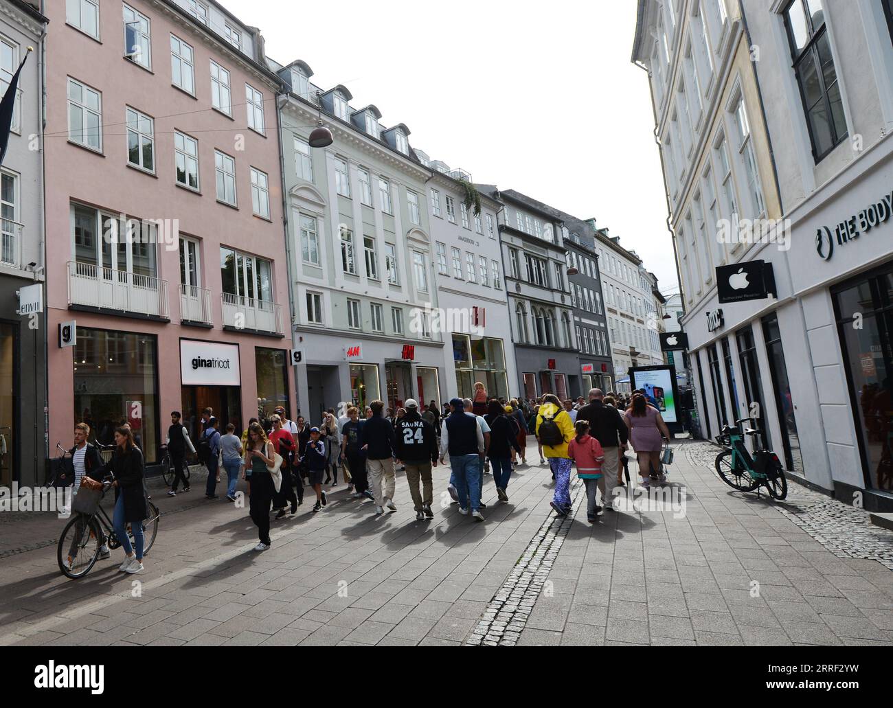 Strøget pedestrian street in Copenhagen, Denmark. Stock Photo