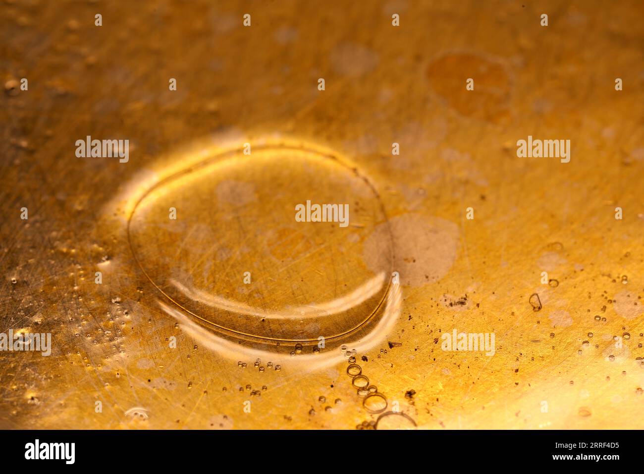 Oil Drops on Metal surface Stock Photo