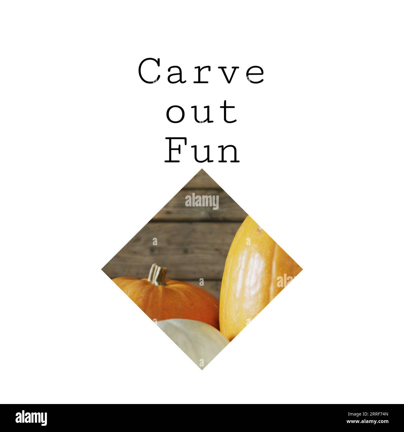 Composite of carve out fun text and halloween pumpkins on white background Stock Photo