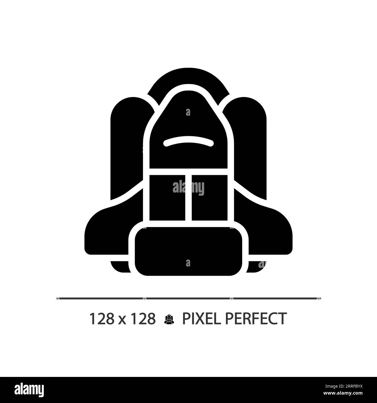 Space shuttle pixel perfect black glyph icon Stock Vector