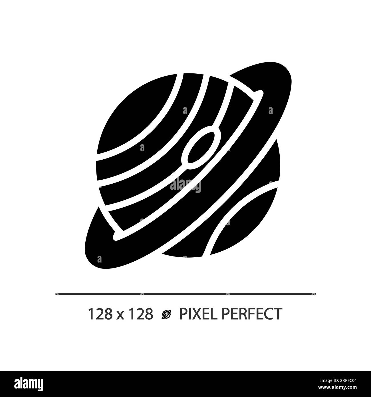 Saturn pixel perfect black glyph icon Stock Vector