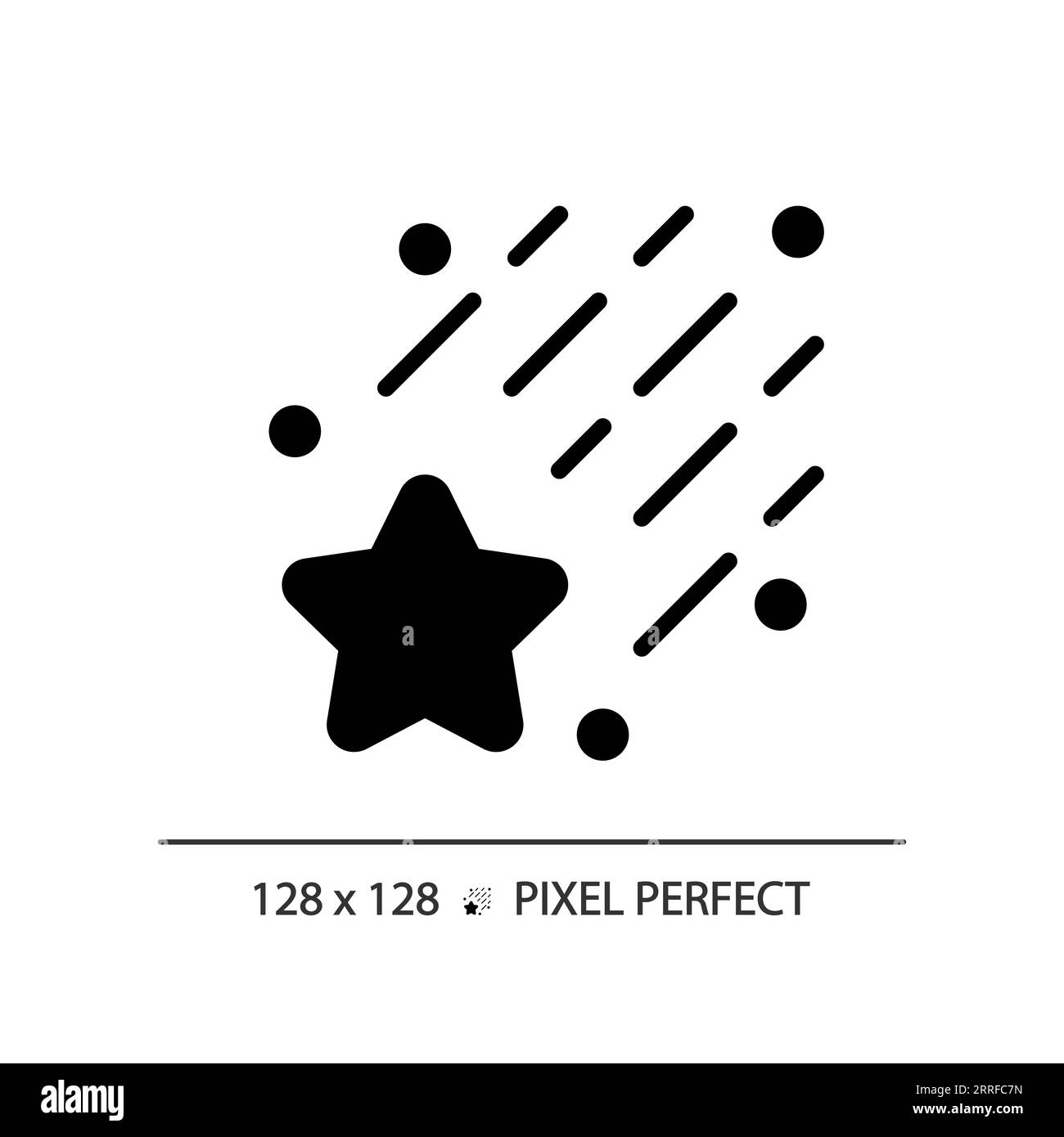 Falling star pixel perfect black glyph icon Stock Vector
