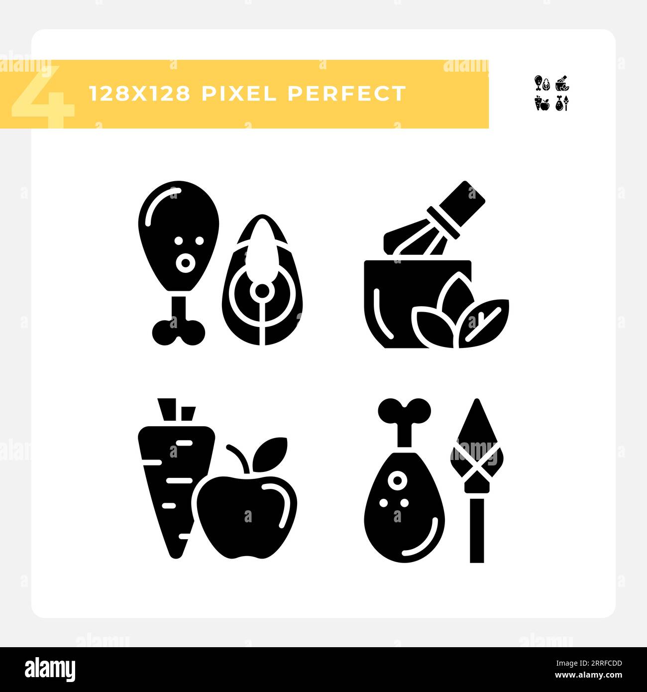 2D pixel perfect glyph style allergen free icons collection Stock ...