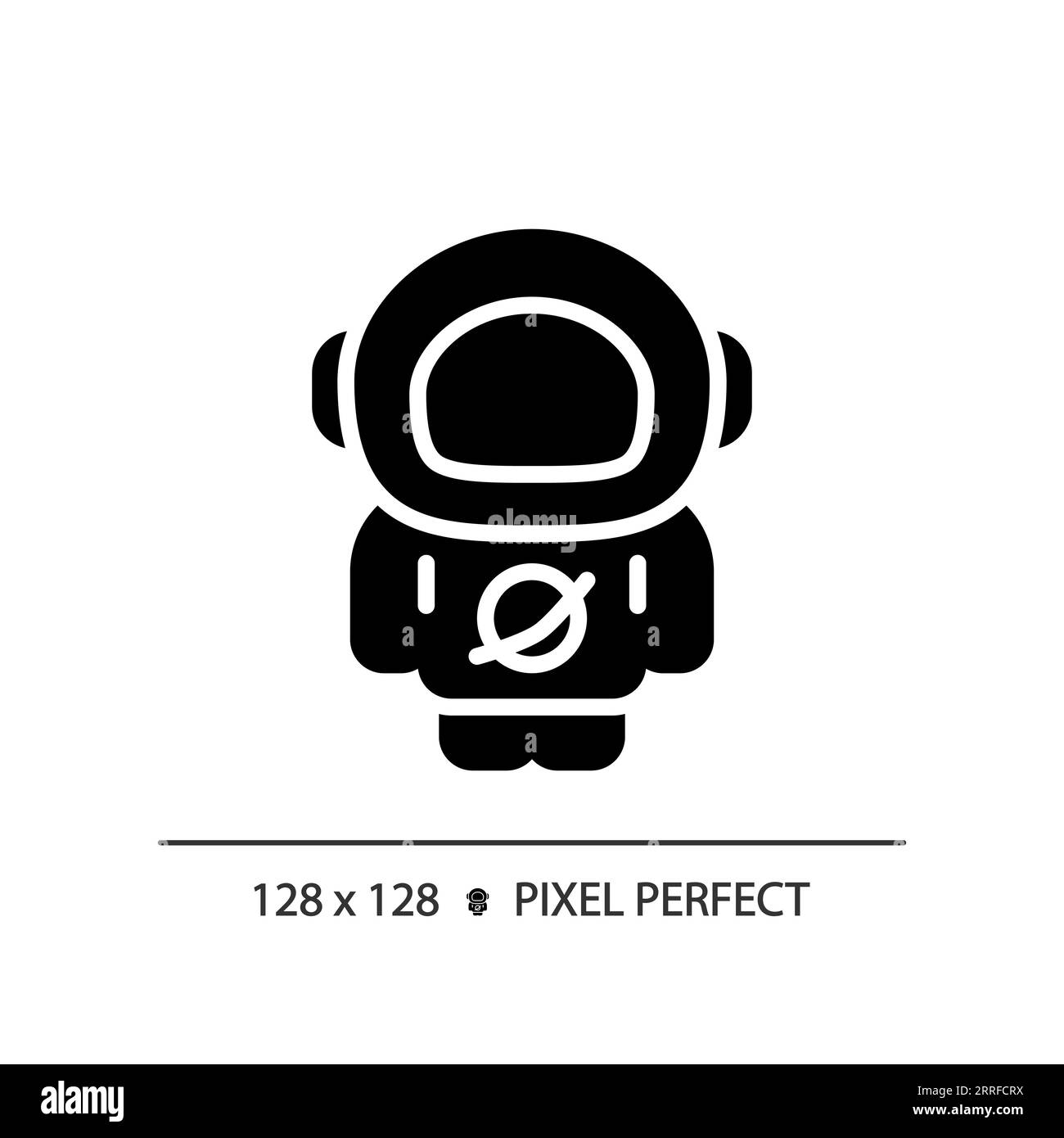 Astronaut pixel perfect black glyph icon Stock Vector