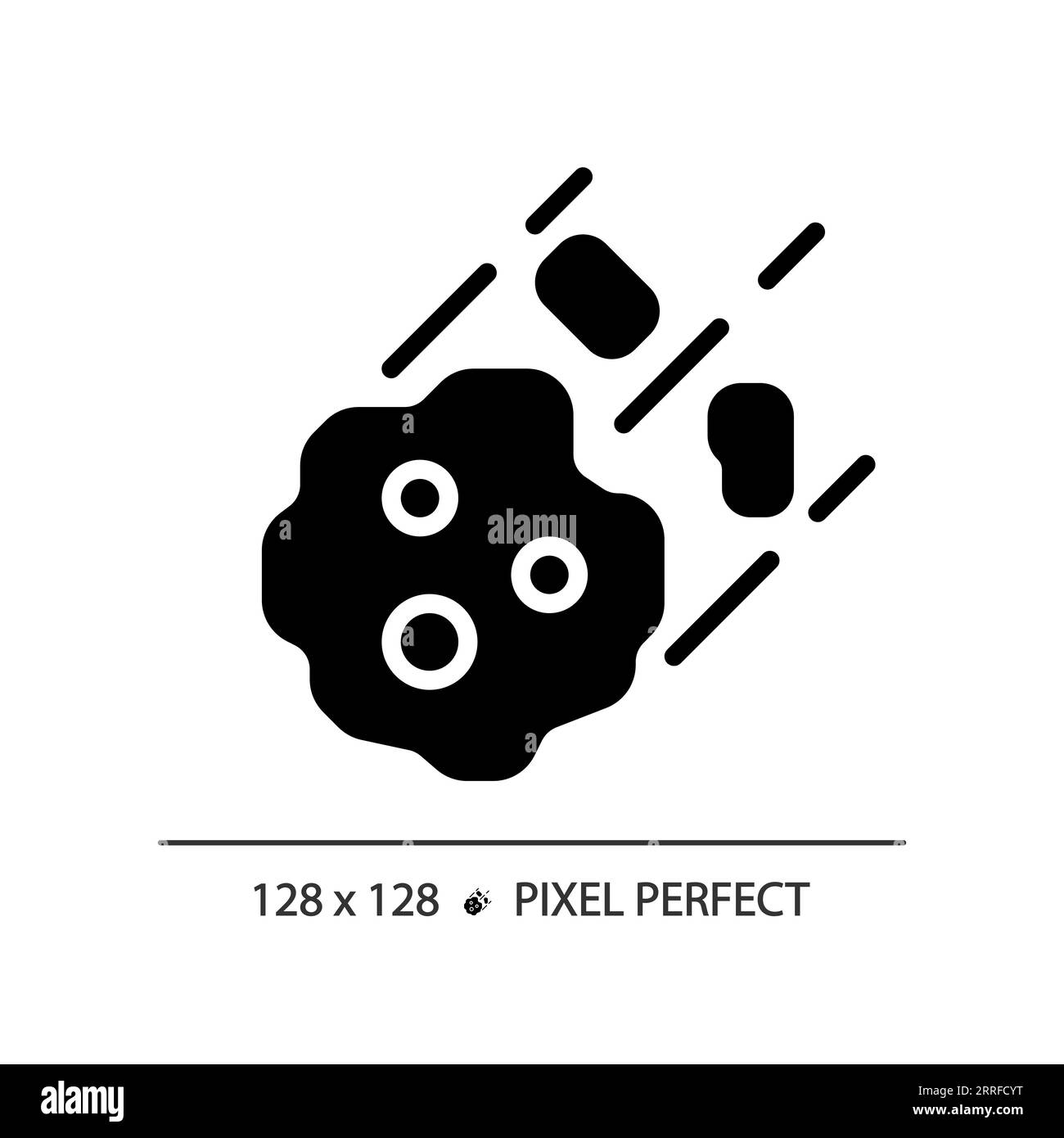 Asteroid pixel perfect black glyph icon Stock Vector