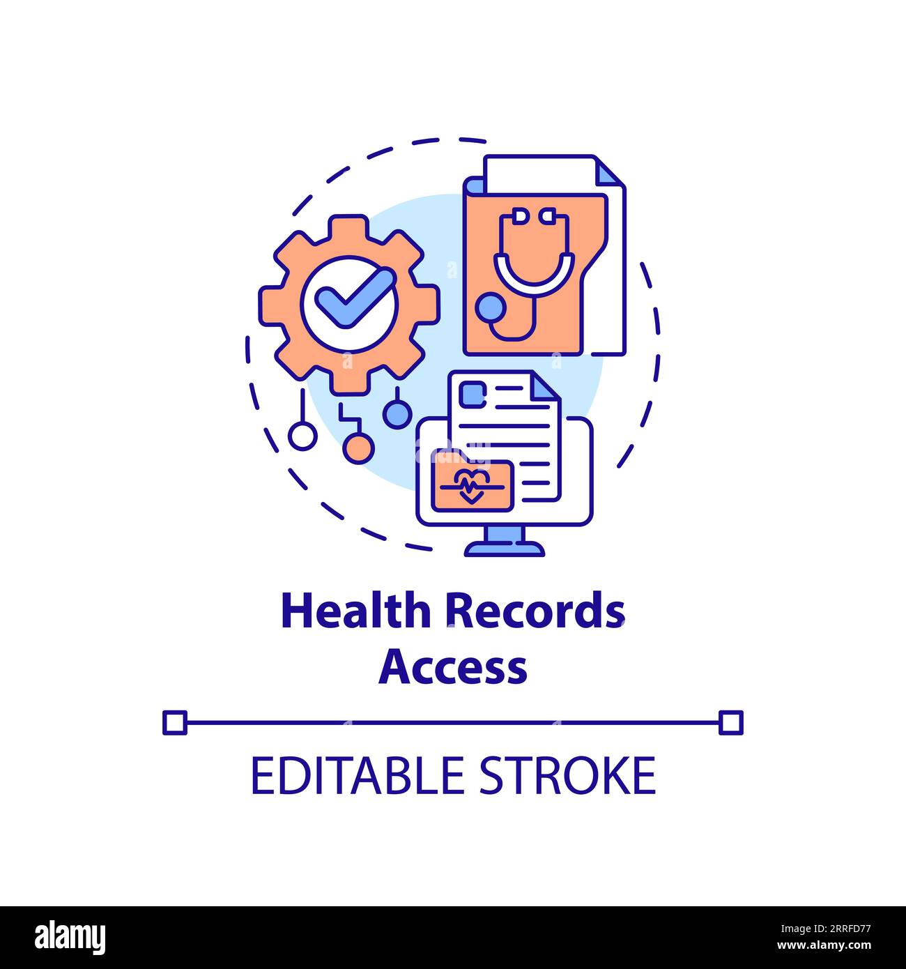2D customizable thin line icon health records access concept Stock
