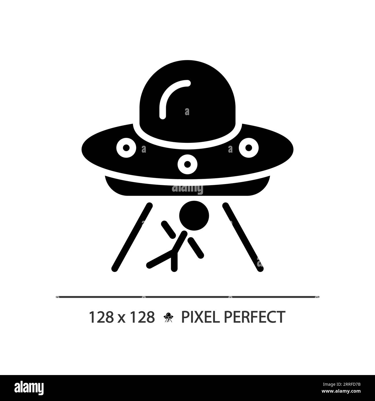 Alien abduction pixel perfect black glyph icon Stock Vector