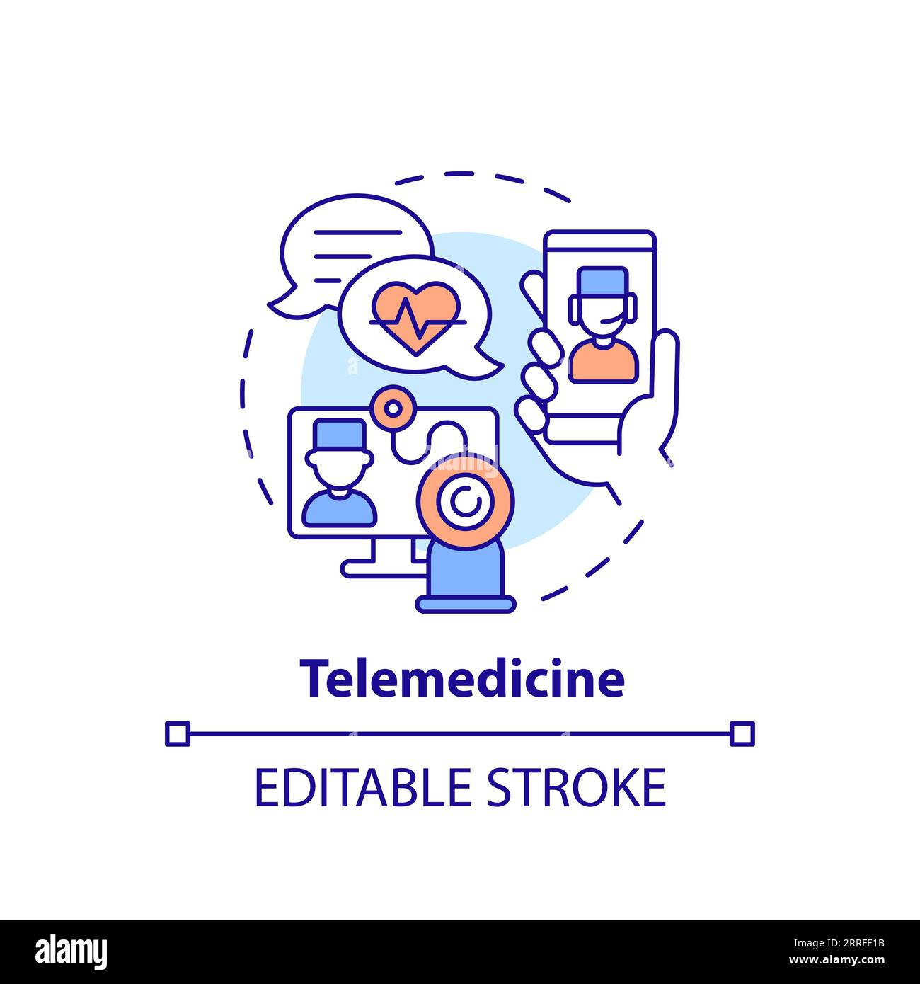 2D customizable thin line icon telemedicine concept Stock Vector