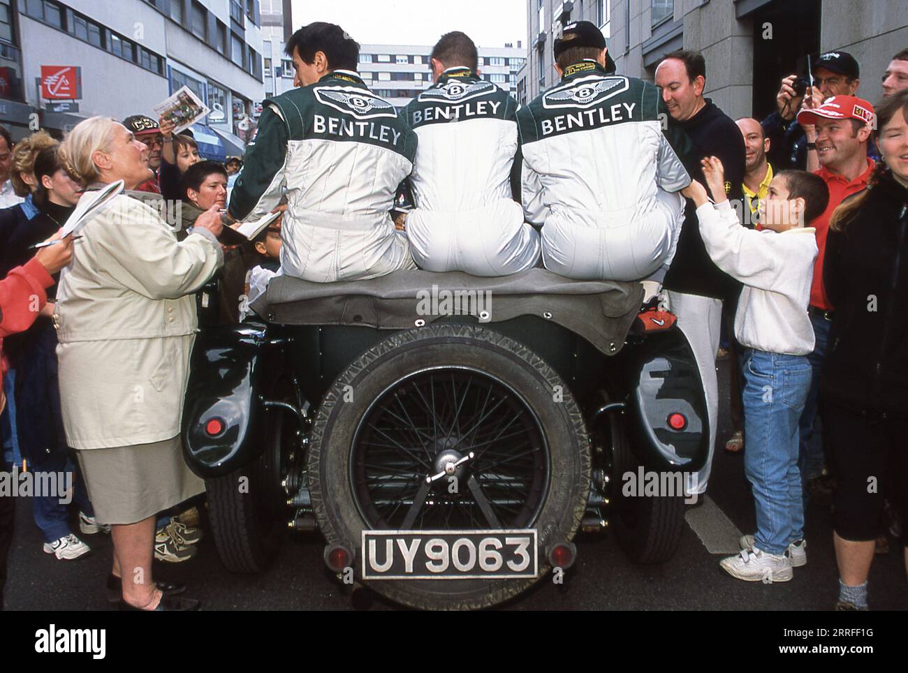 Bentley Team racing in the 2001 Le Mans 24 Hour race with Bentley Speed 8 Prototype race cars. Stock Photo