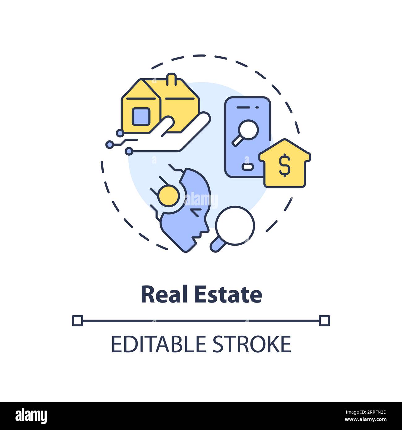 2D customizable real estate line icon concept Stock Vector