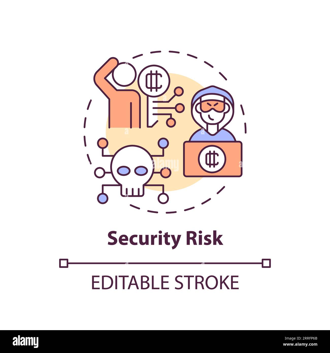 2D customizable security risk line icon concept Stock Vector