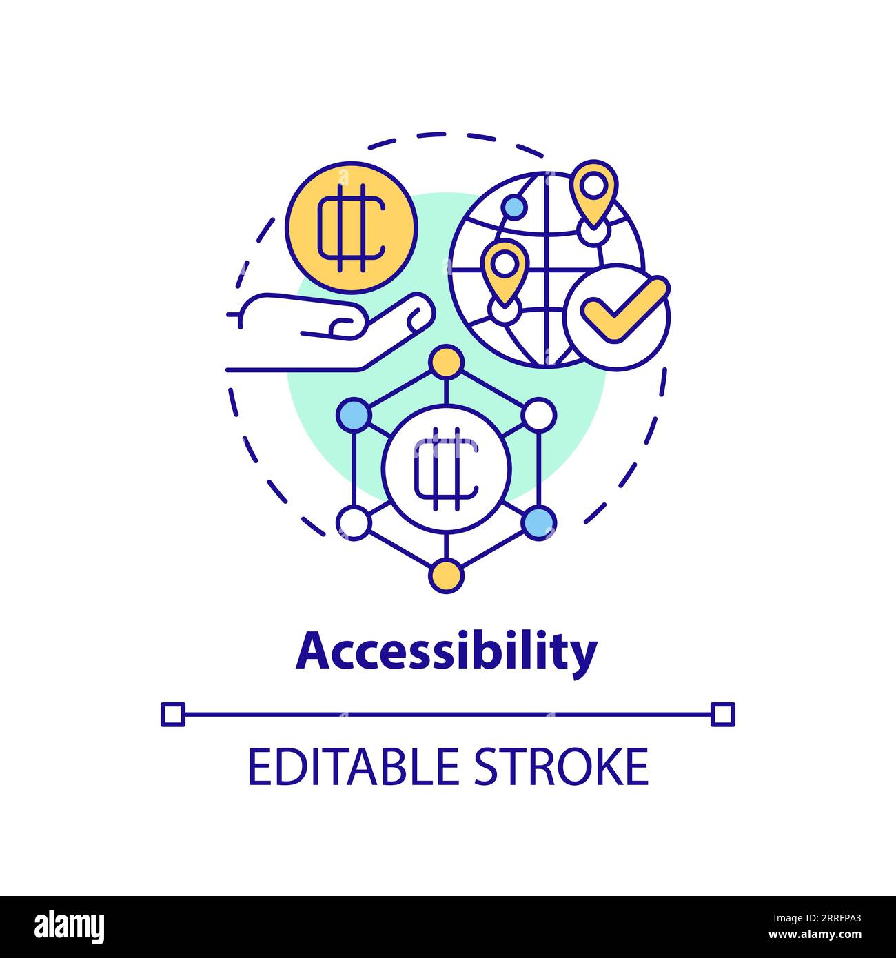 2D customizable accessibility line icon concept Stock Vector
