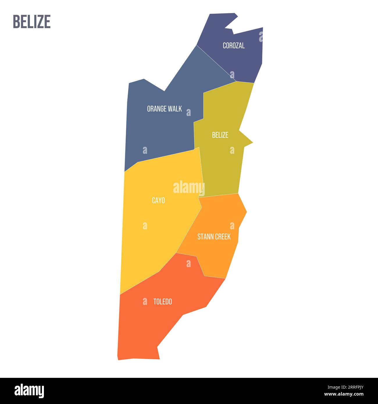 Belize Political Map Of Administrative Divisions Districts Colorful   Belize Political Map Of Administrative Divisions Districts Colorful Spectrum Political Map With Labels And Country Name 2RRFPJY 