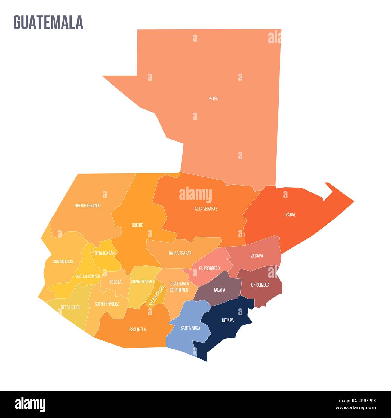 Guatemala political map of administrative divisions - departments ...