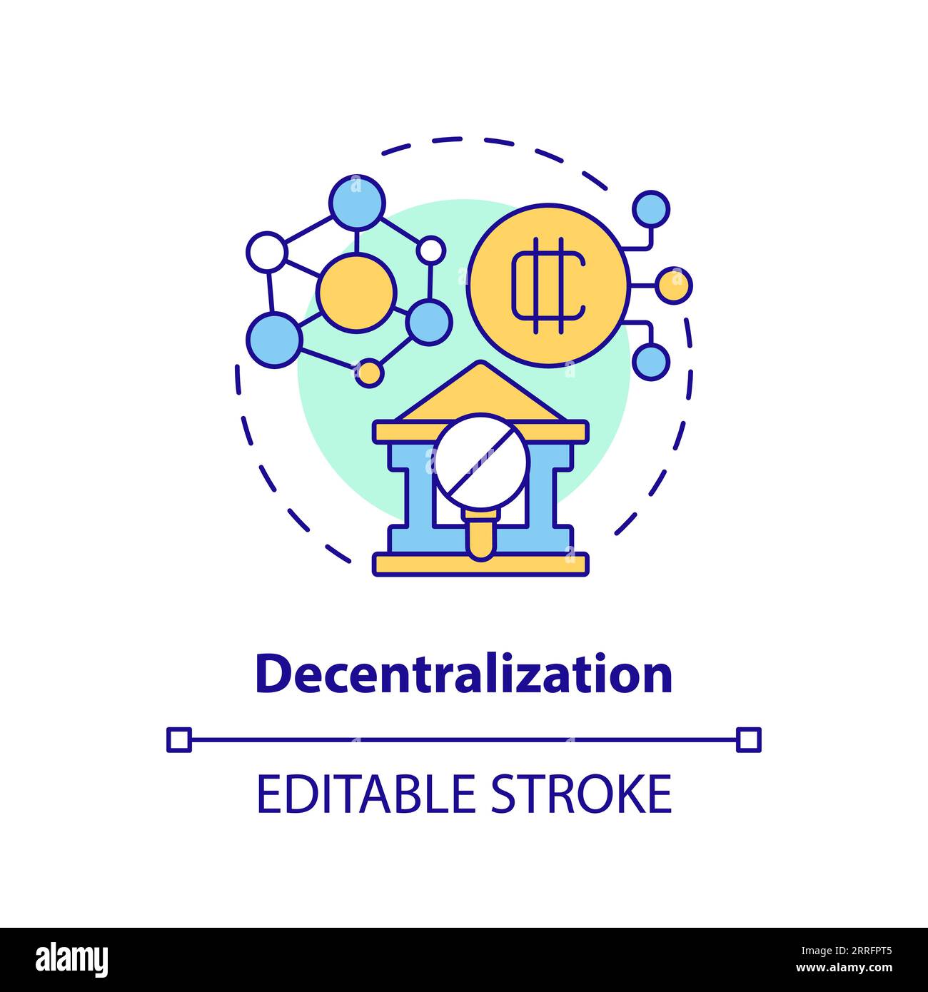 2D customizable decentralization line icon concept Stock Vector