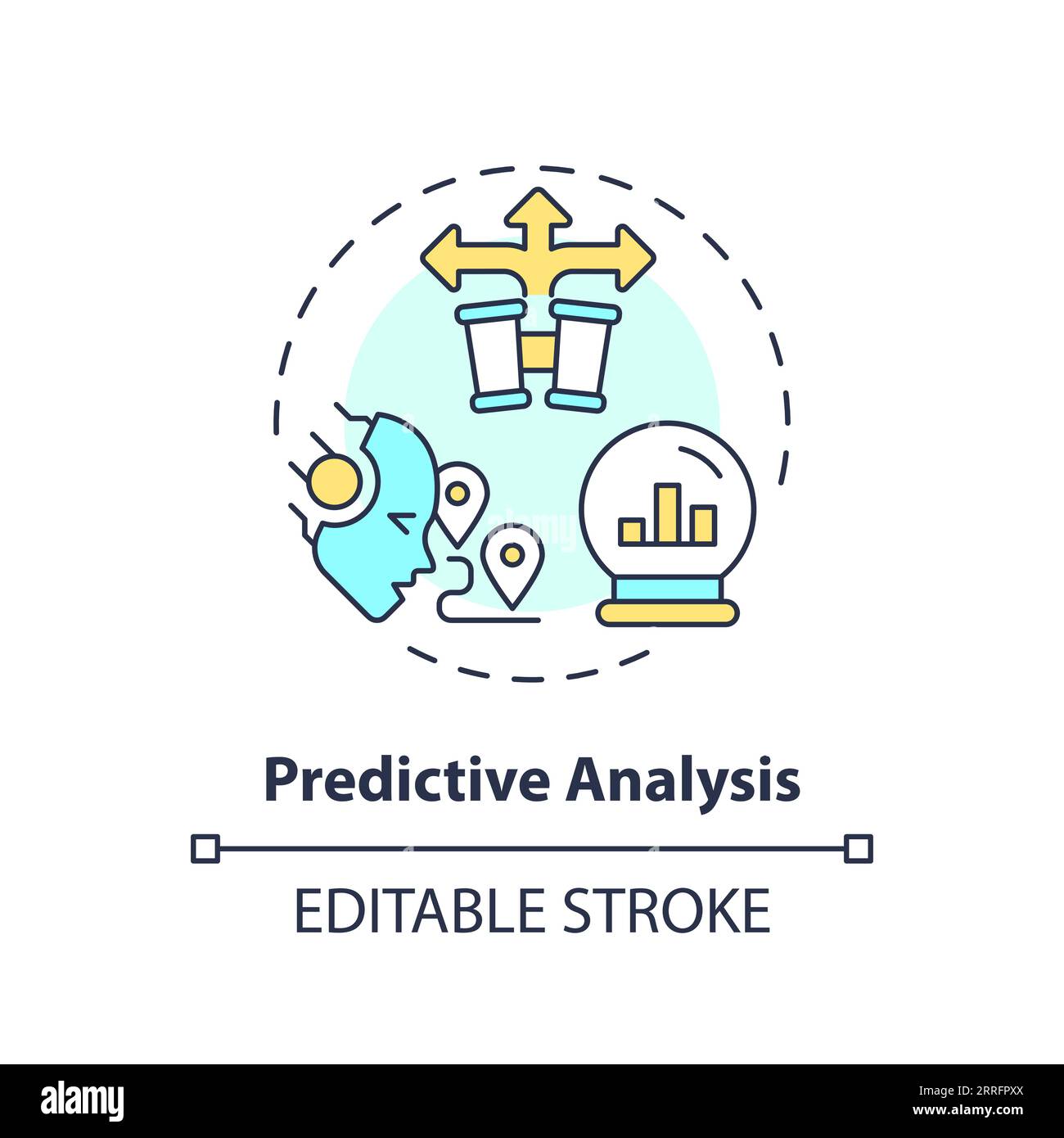 2D customizable predictive analysis line icon concept Stock Vector