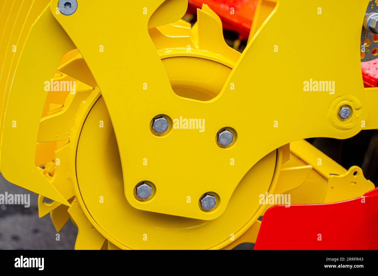 Agrarian technique. Close-up of parts of machine mechanisms Stock Photo ...