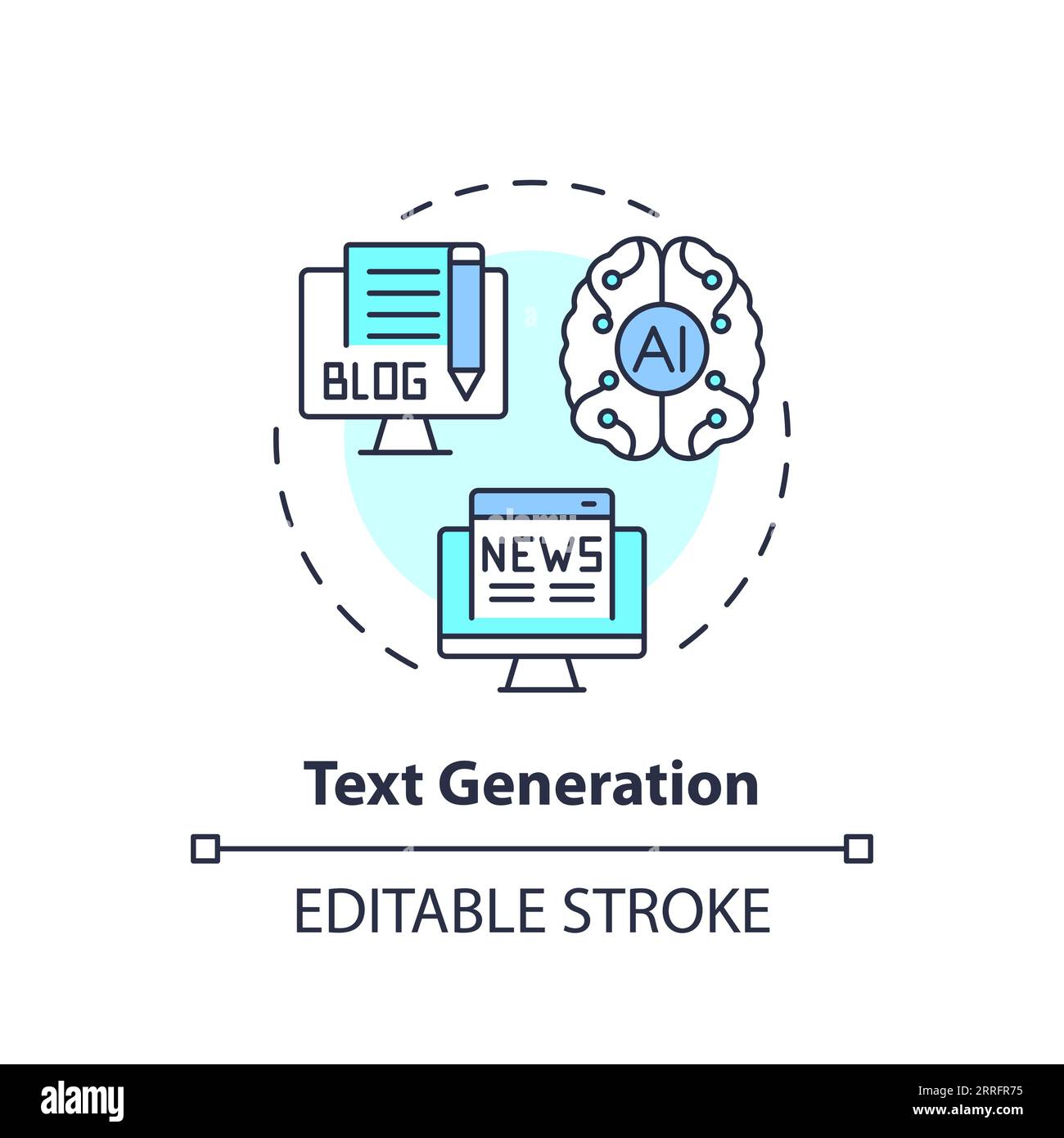 2D customizable text generation line icon concept Stock Vector