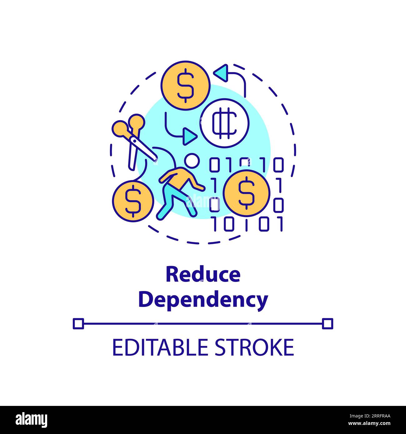 2D customizable reduce dependency line icon concept Stock Vector