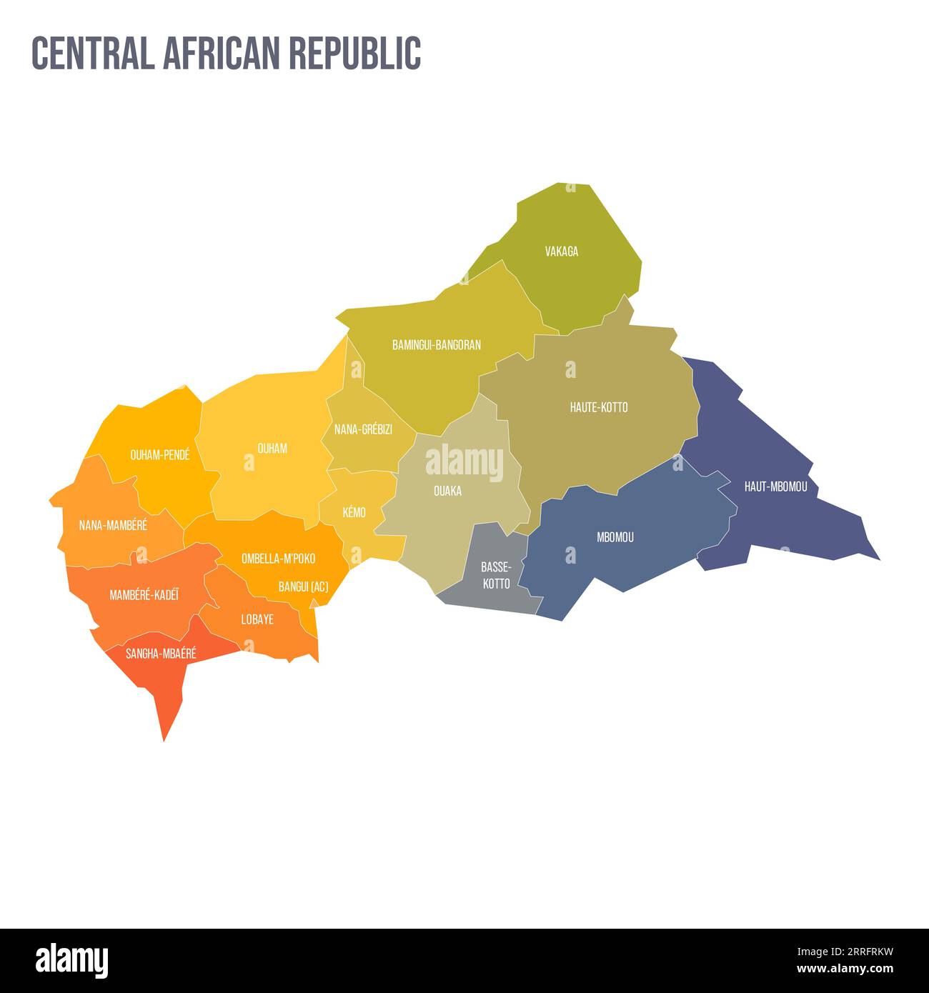 Central African Republic Political Map Of Administrative Divisions Prefectures And Autonomous 3367