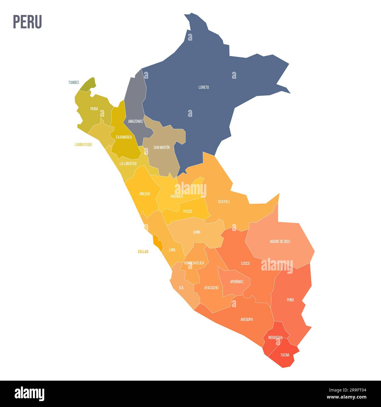 Peru Political Map Of Administrative Divisions Departments Colorful Peru Political Map Of Administrative Divisions Departments Colorful Spectrum Political Map With Labels And Country Name 2RRFT04 