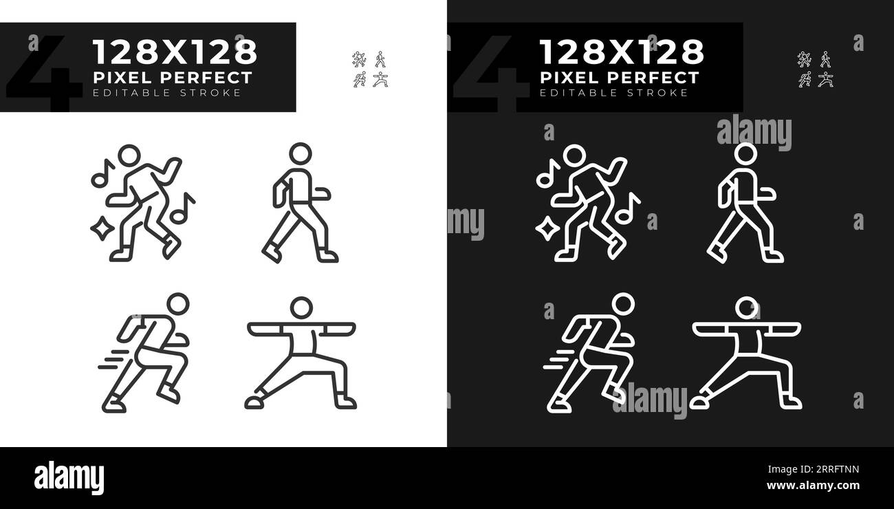 Editable pixel perfect light and dark fitness icons Stock Vector Image ...
