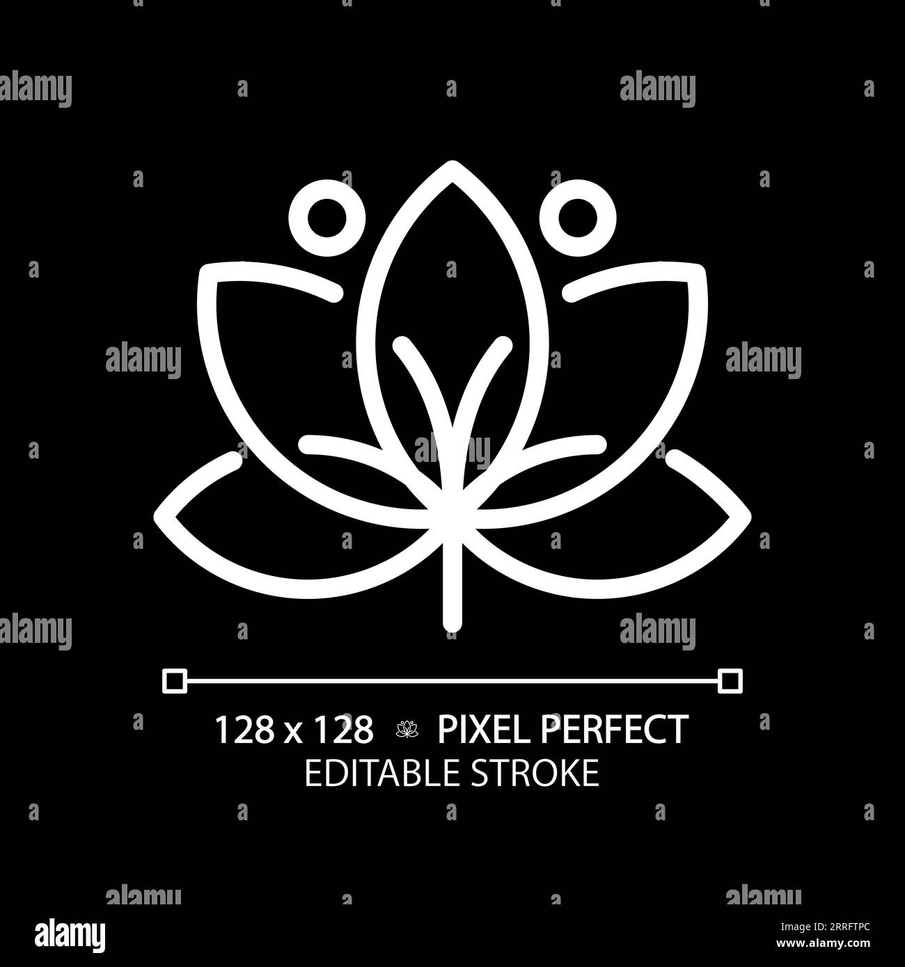2D customizable lotus white linear icon Stock Vector