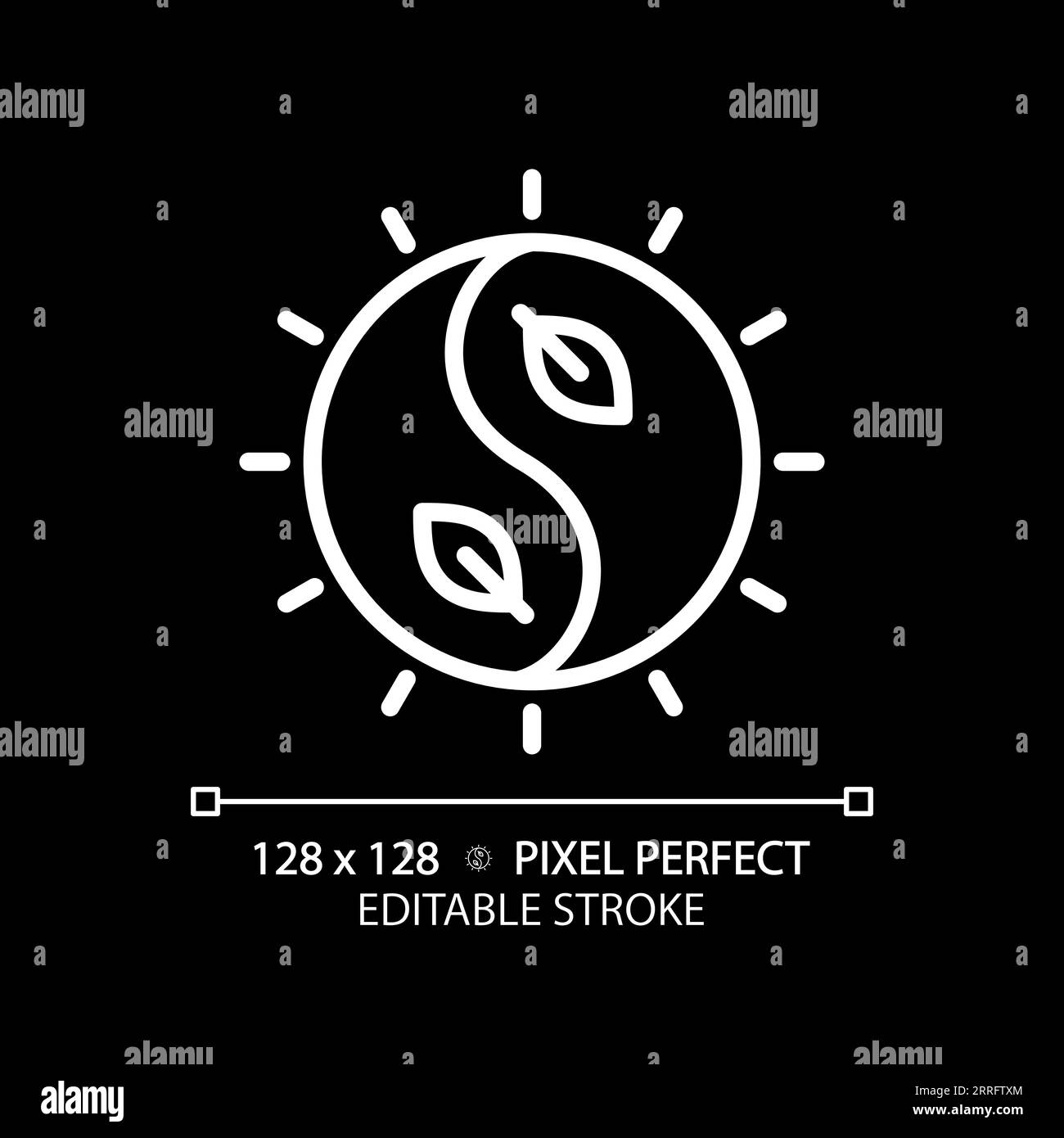 2D customizable yin and yang white linear icon Stock Vector