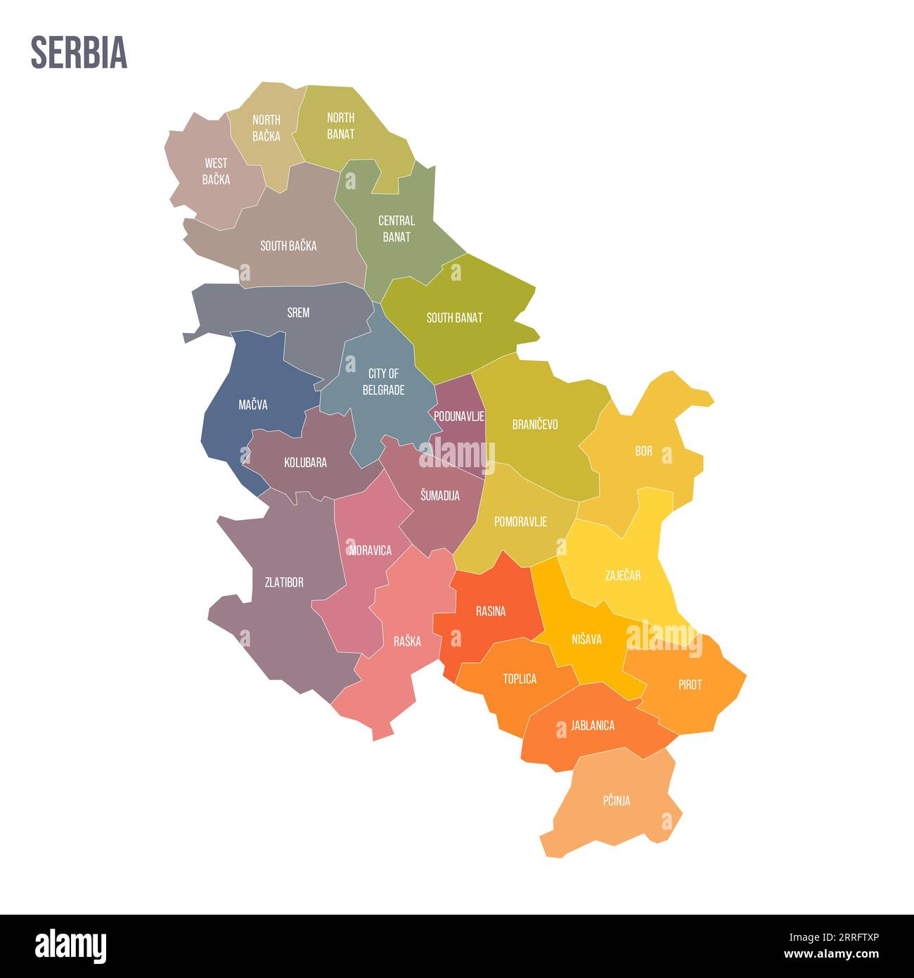 Map of Serbia, Autonomous Province of Vojvodina is pulled out, isolated on  white background Stock Vector Image & Art - Alamy