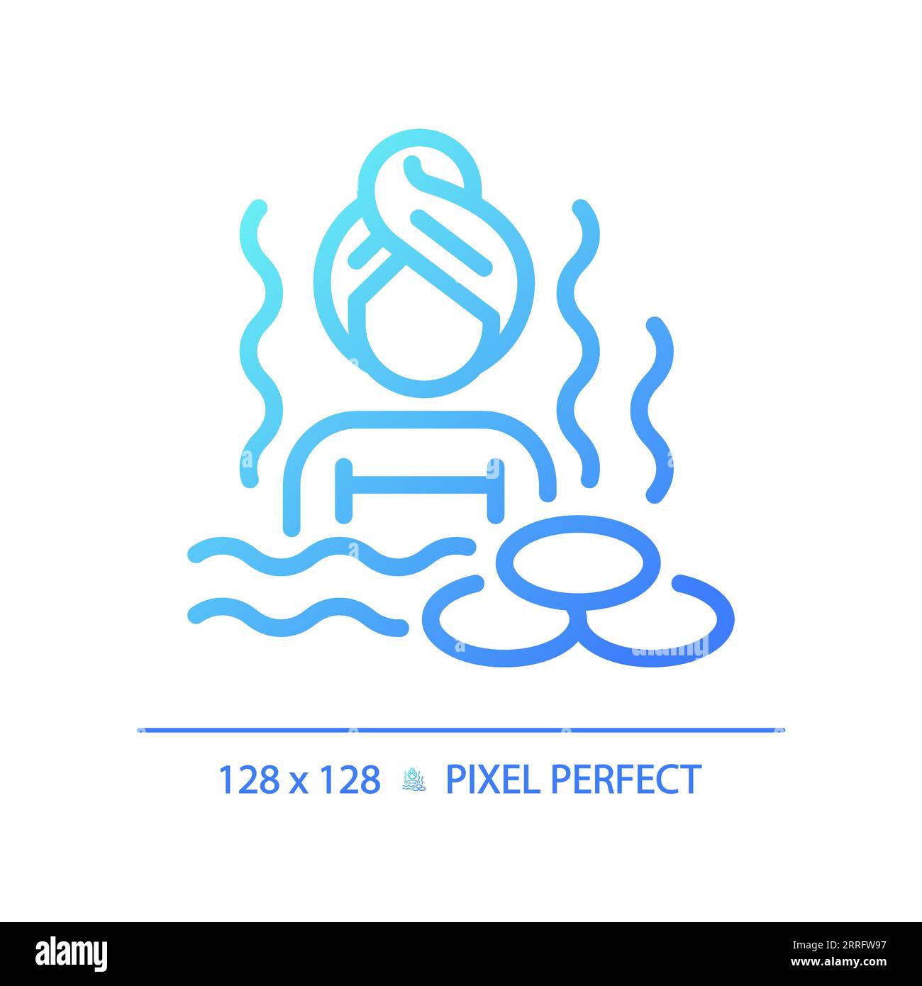 Blue gradient hot water bath linear icon Stock Vector